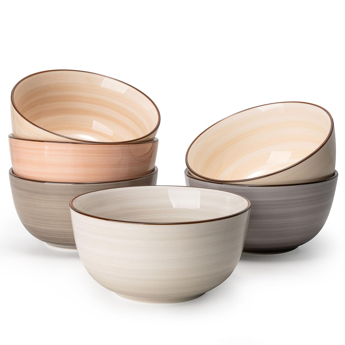 Sweese 10 Oz Ceramic Ice Cream Bowls, Set of 6, Dishwasher Microwave Safe Dessert Bowls in Assorted Cool Colors