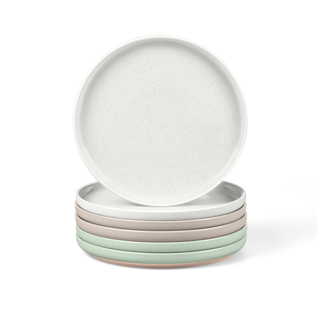 LIANYU Dinner Plates Set of 4, 10.5 Inch Stoneware Plate for Kitchen Dining, Large & Round Ceramic Salad Dishes Set, Microwave, Oven & Dishwasher Safe, Scratch Resistant, Stackable, Snowy White
