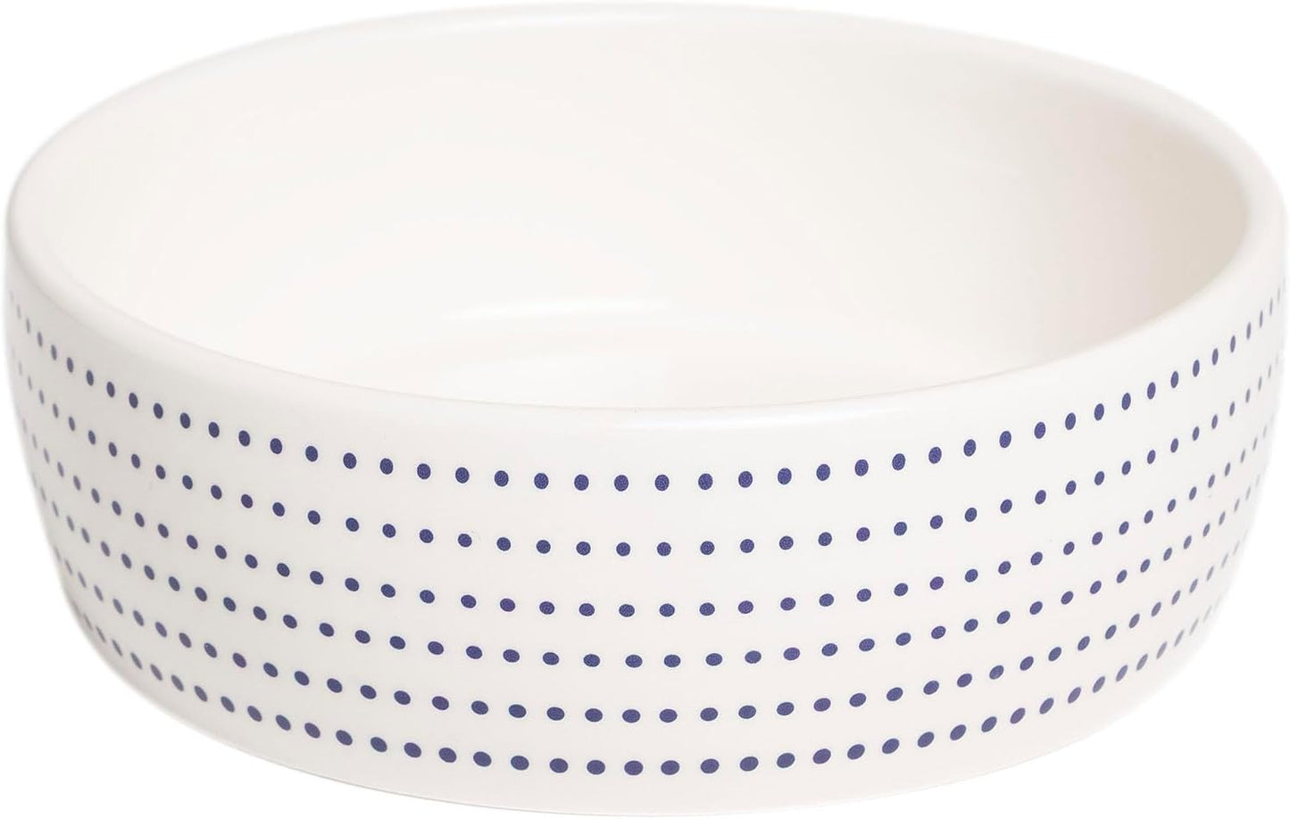 Pearhead Ceramic Cat Bowl, Holds 12 oz, Blue Dots | Whisker-Friendly Pet Dish for Food and Water, Ceramic Pet Bowl, Dog or Cat Feeding, Modern Pet Home Decor, Pet Parent Gift