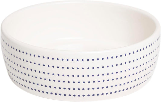 Pearhead Ceramic Cat Bowl, Holds 12 oz, Blue Dots | Whisker-Friendly Pet Dish for Food and Water, Ceramic Pet Bowl, Dog or Cat Feeding, Modern Pet Home Decor, Pet Parent Gift