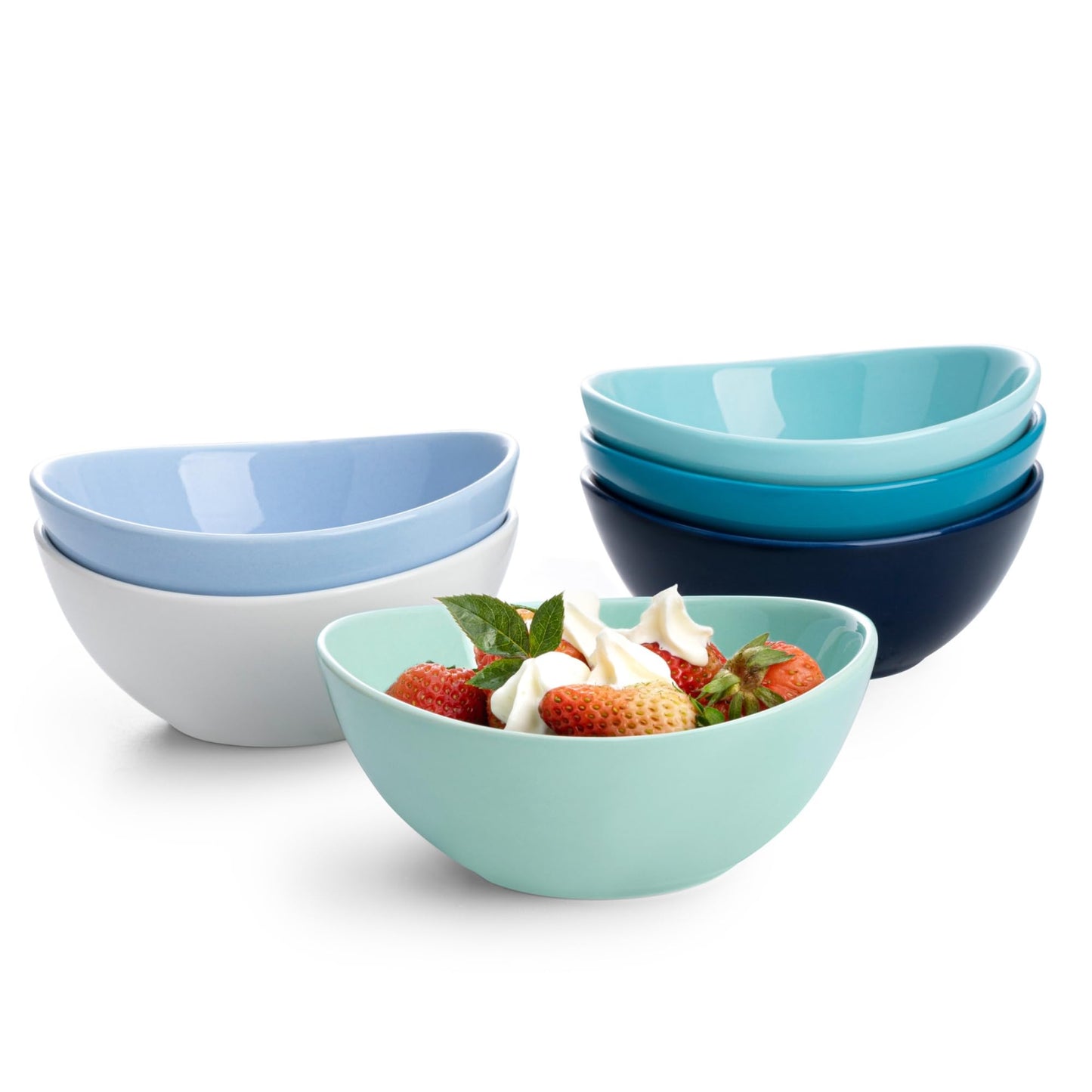Sweese 18 oz Medium White Porcelain Bowls - Set of 6 Cereal, Soup, Rice & Salad Bowls, Ceramic Serving Bowls for Everyday Use