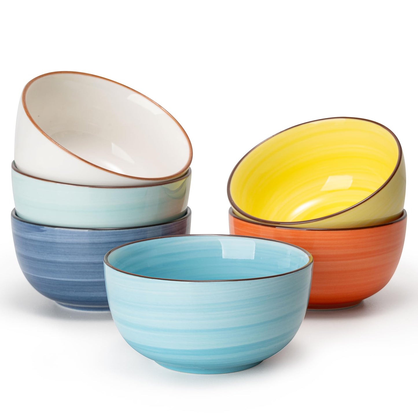 Sweese 10 Oz Ceramic Ice Cream Bowls, Set of 6, Dishwasher Microwave Safe Dessert Bowls in Assorted Cool Colors
