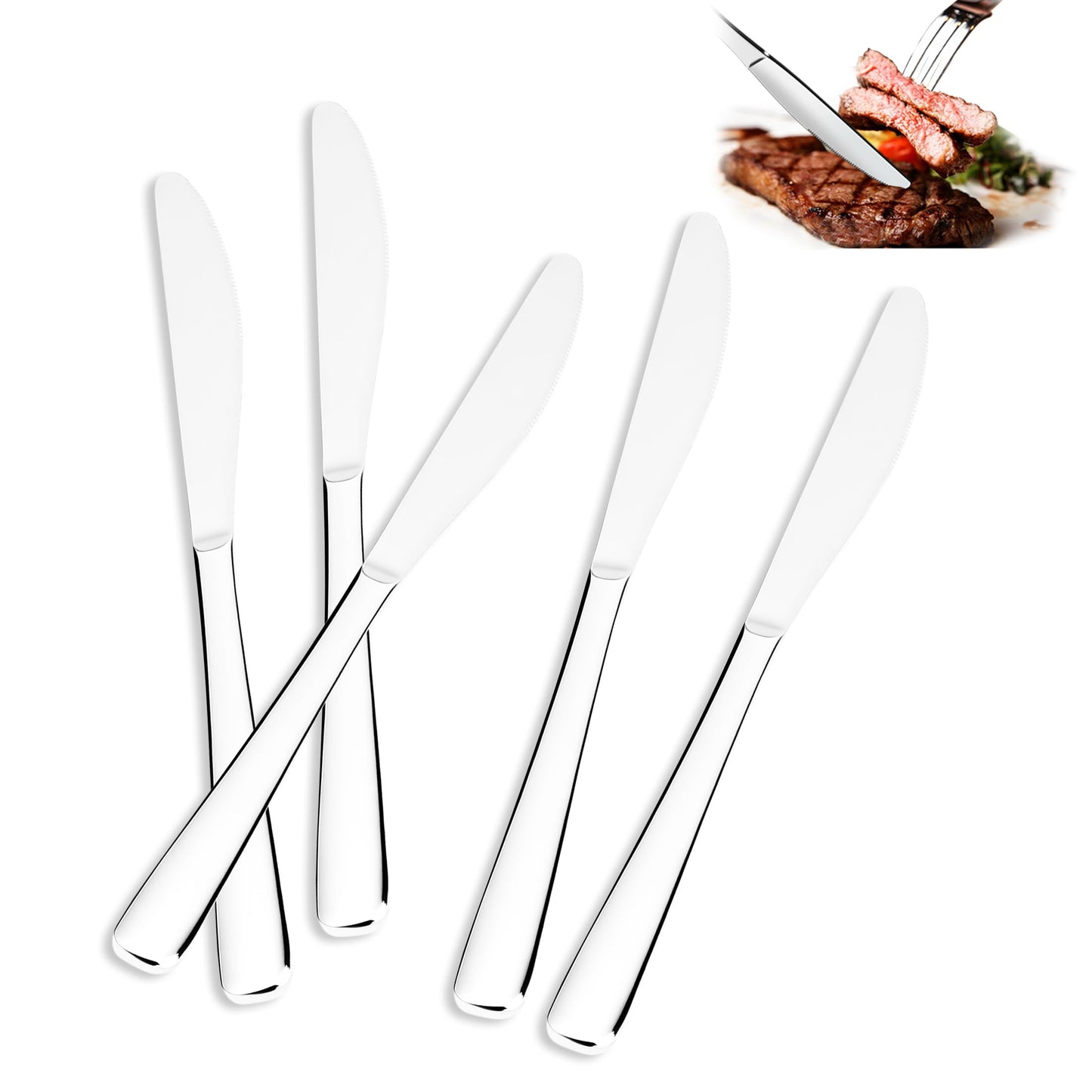 24-Piece Forks and Knives Set for 12, Food-Grade Stainless Steel Silverware Set with 12 Dinner Knives & 12 Forks, Mirror Polished Fork Silverware, Butter Knife and Metal Fork, Dishwasher Safe
