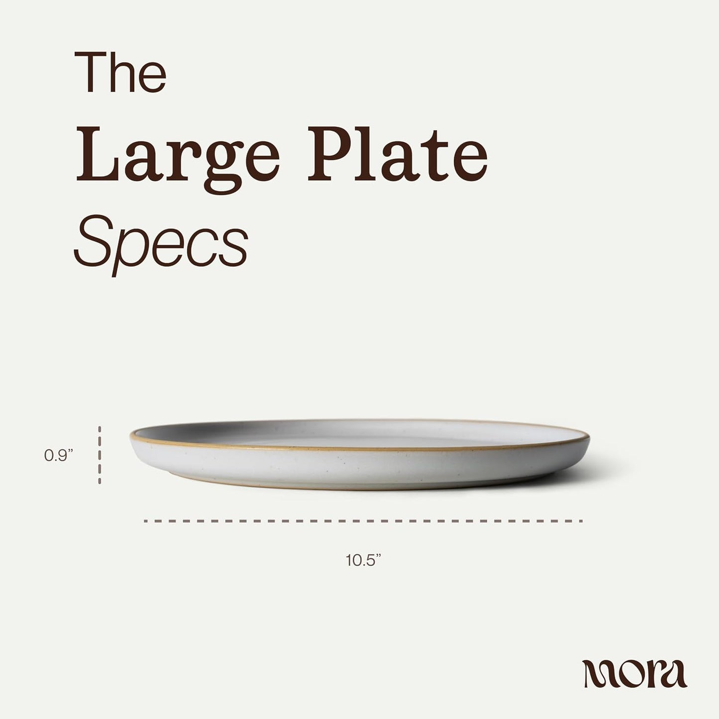 Mora Large Plates Set of 4, 10.5 inch Ceramic Pottery Dinner Plates - Microwave, Oven and Dishwasher Safe - Night