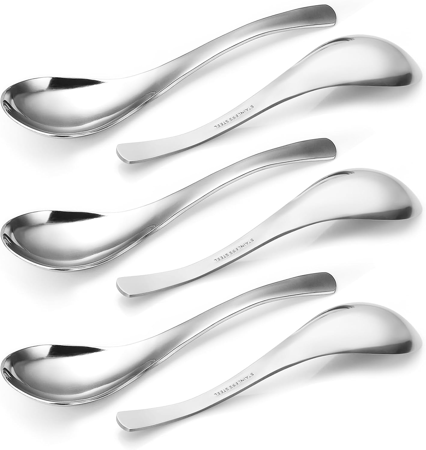 HIWARE Thick Heavy-weight Soup Spoons, High Grade Stainless Steel Soup Spoons, Set of 6