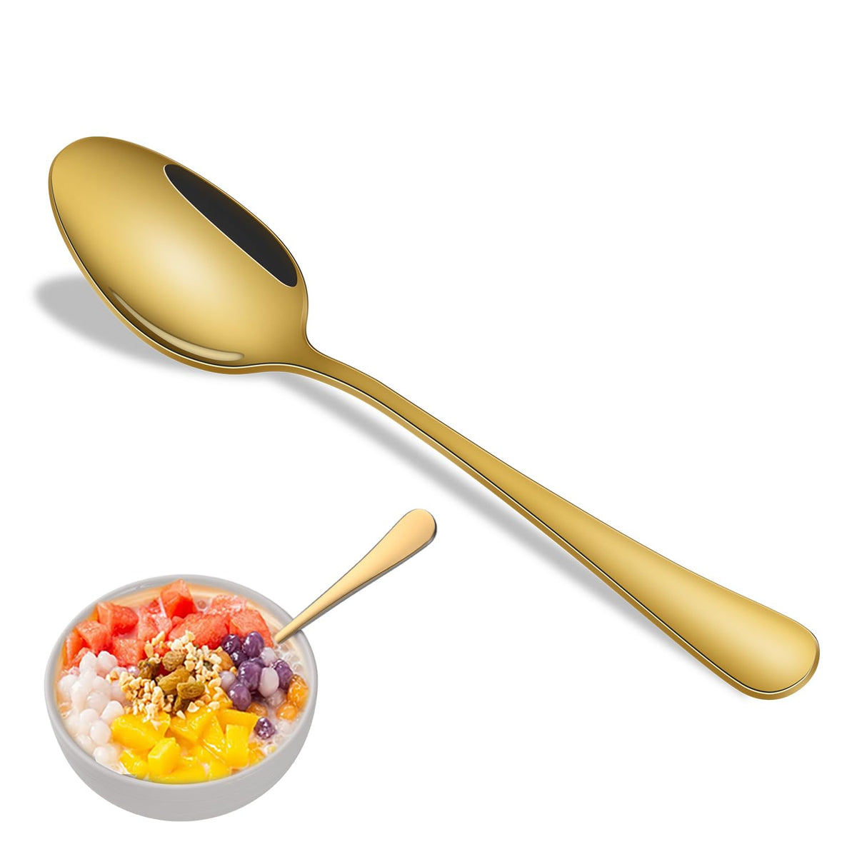 Dinner Spoon Set,8-Piece 7.3 Inch Soup Spoons,Premium Food Grade Stainless Steel Table Spoon,Durable Metal Tablespoon,Dishwasher Safe Silverware Spoons