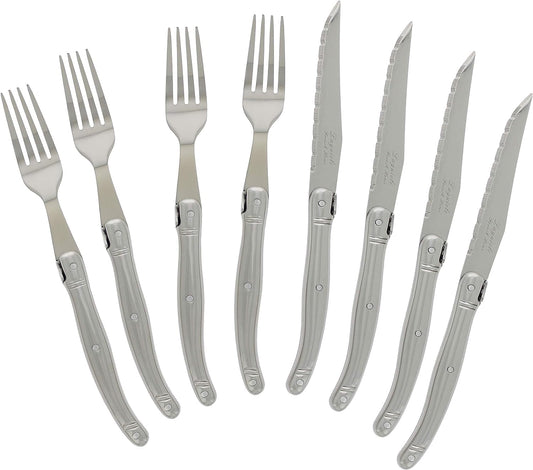 Laguiole 8-Piece Stainless Steel Steak Knife and Fork Set