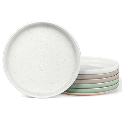 LIANYU Dinner Plates Set of 4, 10.5 Inch Stoneware Plate for Kitchen Dining, Large & Round Ceramic Salad Dishes Set, Microwave, Oven & Dishwasher Safe, Scratch Resistant, Stackable, Snowy White