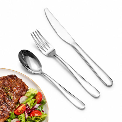 SANTUO 12 Piece Silverware Set with 6 Dinner Knives and 6 Dinner Forks,Flatware Set with Top Food Grade Stainless Steel,Tableware Cutlery Set For Home Restaurant Hotel, Mirror Finish, Dishwasher Safe