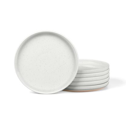 LIANYU Dinner Plates Set of 4, 10.5 Inch Stoneware Plate for Kitchen Dining, Large & Round Ceramic Salad Dishes Set, Microwave, Oven & Dishwasher Safe, Scratch Resistant, Stackable, Snowy White