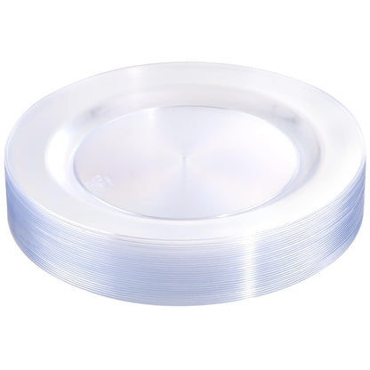 bUCLA 100Pieces Gold Plastic Plates - 6.25inch White with Gold Rim Disposable Salad/Dessert/Appetizer/Small Cake Plates Premium Hard - Ideal for Wedding, Party