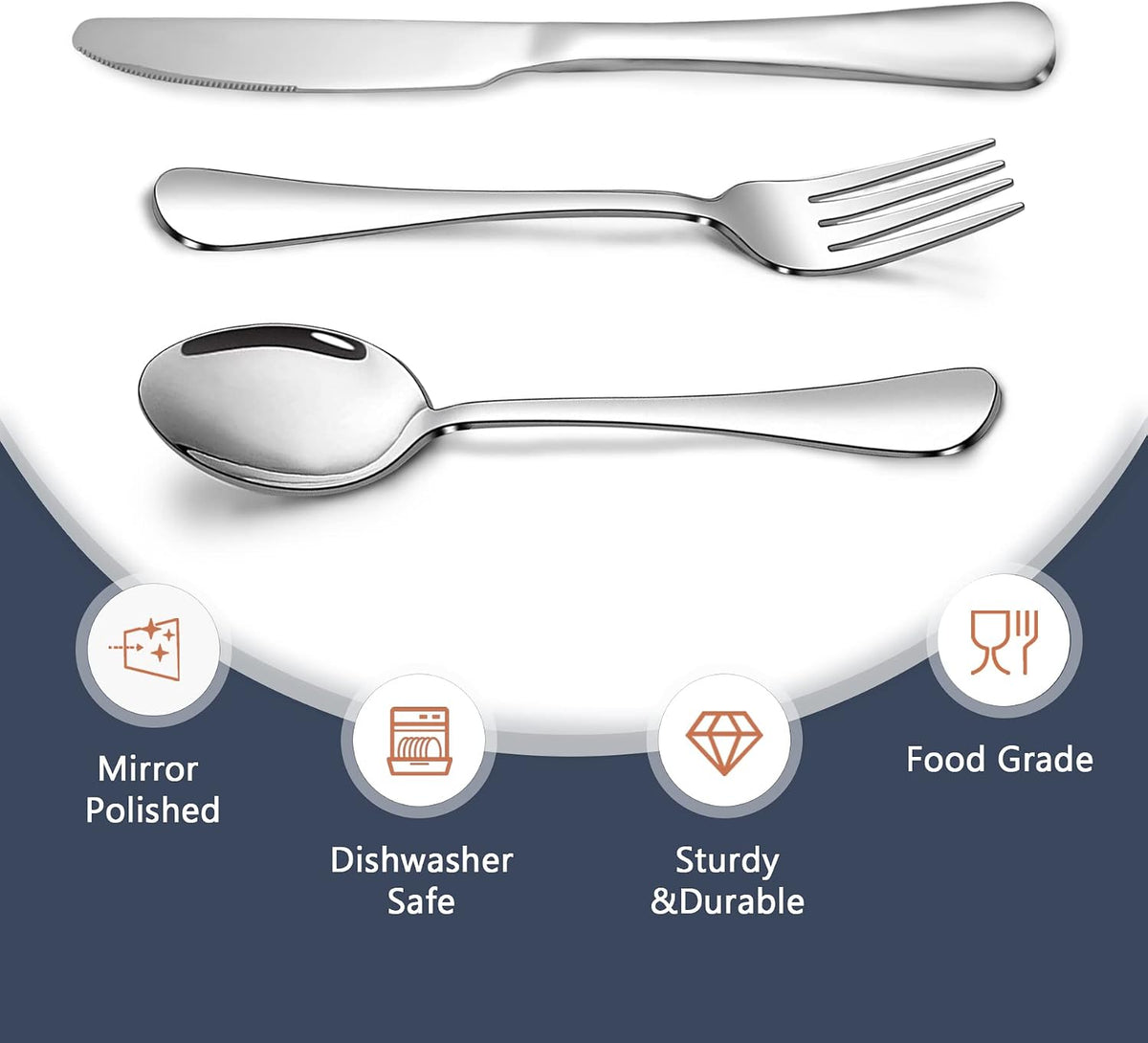 Silverware Set,SANTUO Stainless Steel Knives Spoon Forks Set for Home, Kitchen and Restaurant, Mirror Polished& Dishwasher Safe (18pcs Silverware set)