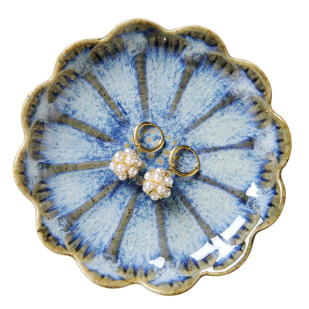 JAMEND CLXP Lotus Leaf Shape Decorative Ring Tray, Small Key Bowl, Ceramic Trinket Tray Jewelry Dish Organizing Necklace Earrings, Home Decoration for Mom Best Friend Sister, Pink.