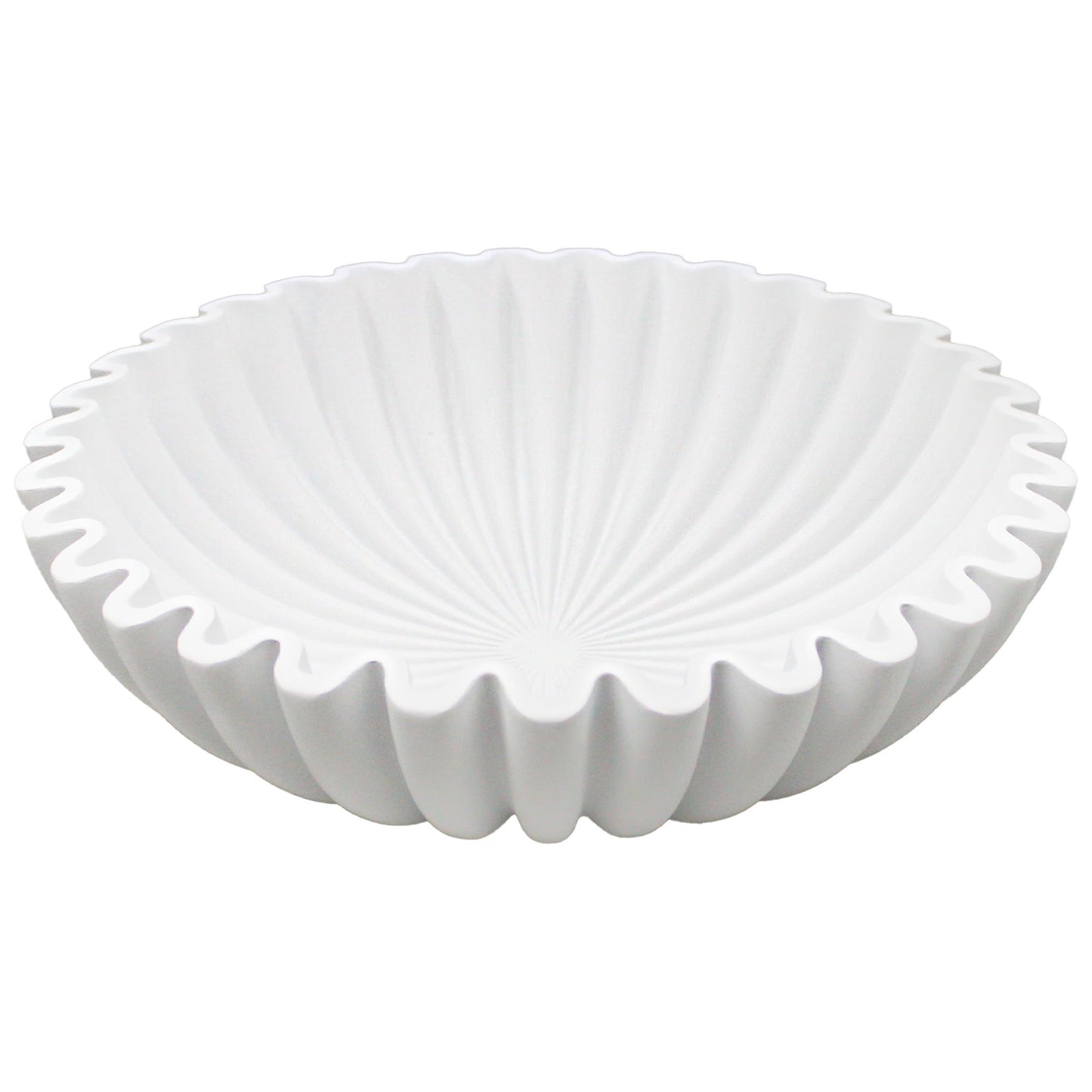 Large Decorative Bowl, Modern Handicraft Bowls for Home Decor, Fruit Bowl for Kitchen Counter, Ruffle Decor, Stylish Key Bowl for Entry Table, Artificial Stone Beige