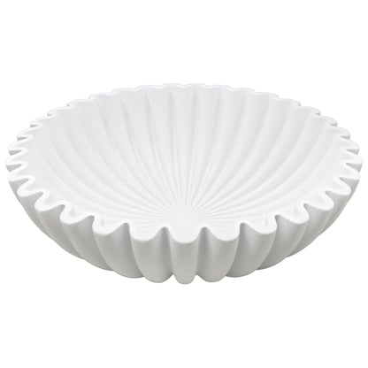 Large Decorative Bowl, Modern Handicraft Bowls for Home Decor, Fruit Bowl for Kitchen Counter, Ruffle Decor, Stylish Key Bowl for Entry Table, Artificial Stone Beige