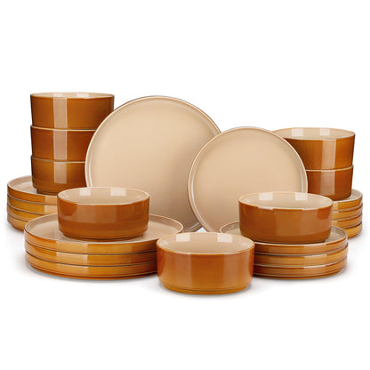 vancasso ONION Ceramic Dinnerware Sets, 12 Pieces Stoneware Plates and Bowls Sets for 4, Reactive Glaze Dishes Set for Kitchen, Dishwasher and Microwave Safe, Blue