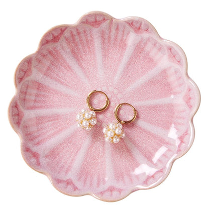 JAMEND CLXP Lotus Leaf Shape Decorative Ring Tray, Small Key Bowl, Ceramic Trinket Tray Jewelry Dish Organizing Necklace Earrings, Home Decoration for Mom Best Friend Sister, Pink.