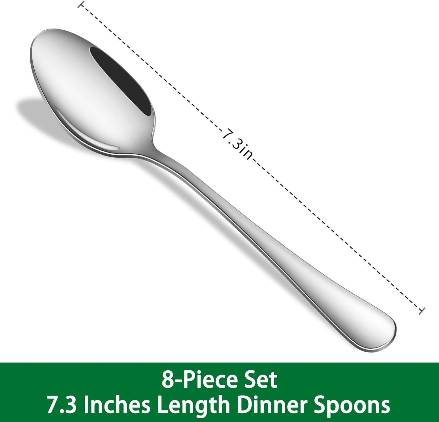 Dinner Spoon Set,8-Piece 7.3 Inch Soup Spoons,Premium Food Grade Stainless Steel Table Spoon,Durable Metal Tablespoon,Dishwasher Safe Silverware Spoons