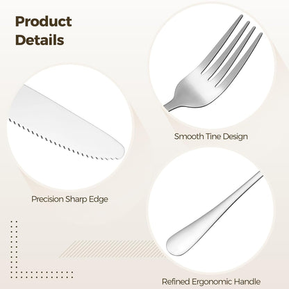 100 Pcs Silverware Set - Includes 50 Forks and 50 Knives - Stainless Steel Forks and Knives Flatware Tableware Cutlery Set for Wedding Dinner Party Restaurant Holiday Party