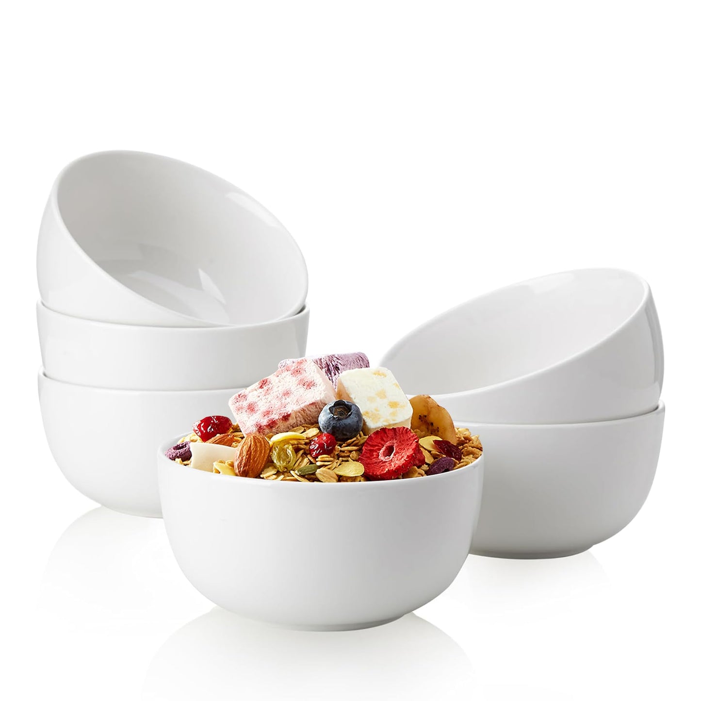 Sweese 10 Oz Ceramic Ice Cream Bowls, Set of 6, Dishwasher Microwave Safe Dessert Bowls in Assorted Cool Colors