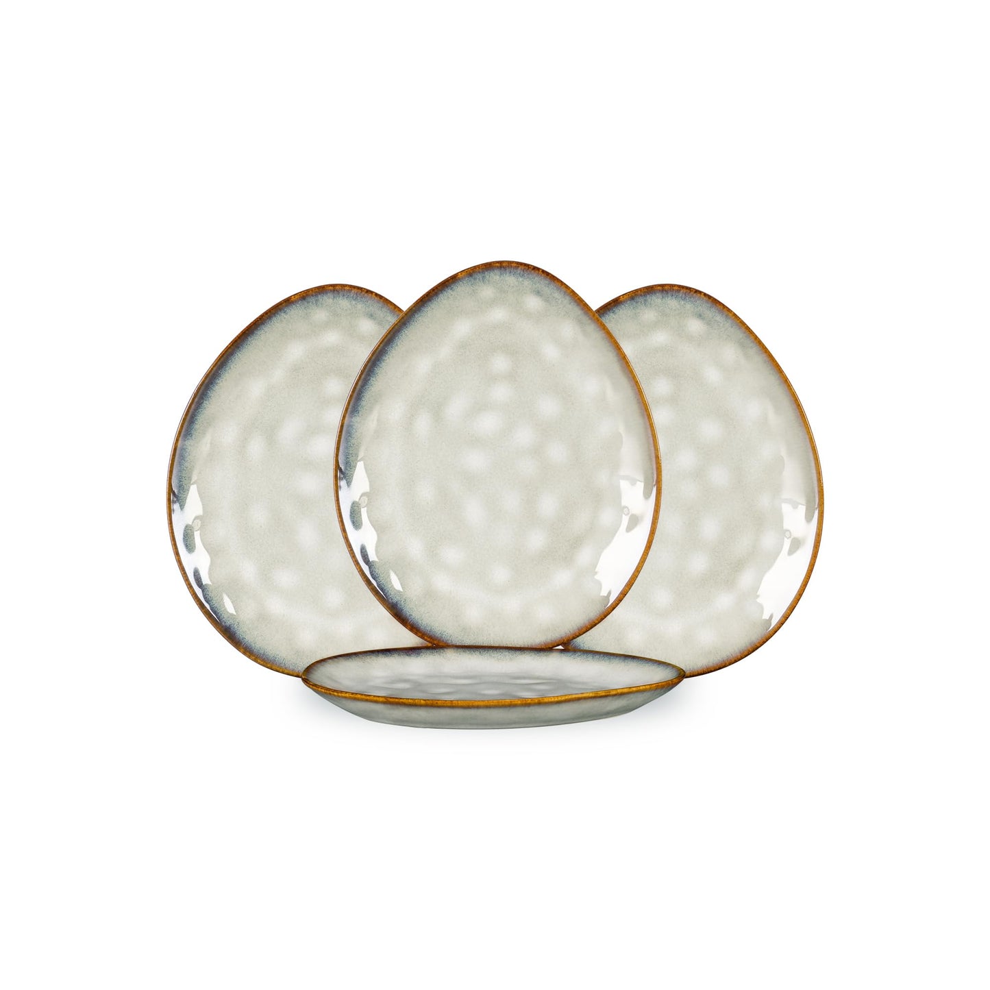 Henten Home Ceramic Dinner Plate Set, 11 Inch Porcelain Pizza, Pasta, Salad Plates, Irregular Shape Steak Plates Set of 4, Stoneware Serving Dishes for Kitchen (Green)