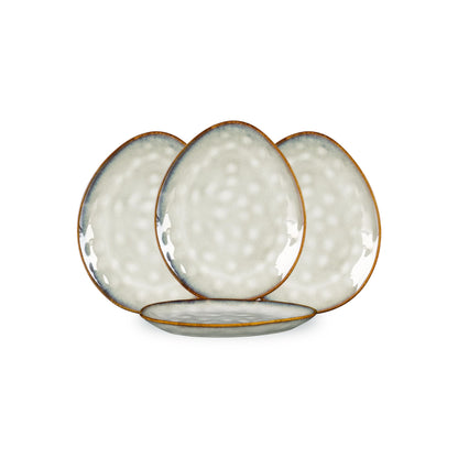 Henten Home Ceramic Dinner Plate Set, 11 Inch Porcelain Pizza, Pasta, Salad Plates, Irregular Shape Steak Plates Set of 4, Stoneware Serving Dishes for Kitchen (Green)