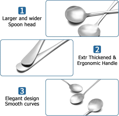 20 Piece Soup Spoon Round Stainless Steel Bouillon Spoons Round Spoons 6.7 inch
