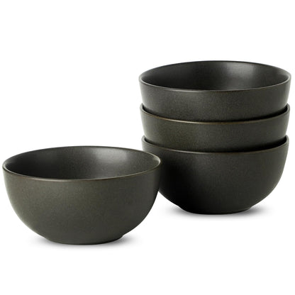 Cereal Bowls, 24 oz Soup Bowls Set of 4, Ceramic Bowls Set for Salad, Fruit, Breakfast, Dessert, Stoneware Bowls for Kitchen, Dishwasher & Microwave Safe, Matte Black