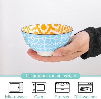 AHX Porcelain Dessert Bowls Cereal bowl - Ceramic Bowl Set of 6 - Colorful Small Bowls for Ice Cream | Soup | Cereal | Rice | Snack | Side Dish | Condiment Microwave and Dishwasher Safe