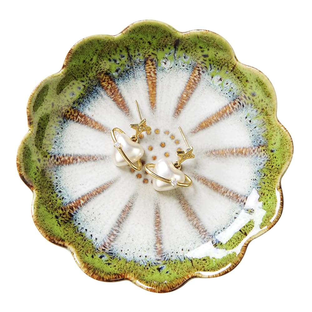 JAMEND CLXP Lotus Leaf Shape Decorative Ring Tray, Small Key Bowl, Ceramic Trinket Tray Jewelry Dish Organizing Necklace Earrings, Home Decoration for Mom Best Friend Sister, Pink.