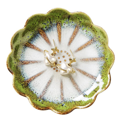 JAMEND CLXP Lotus Leaf Shape Decorative Ring Tray, Small Key Bowl, Ceramic Trinket Tray Jewelry Dish Organizing Necklace Earrings, Home Decoration for Mom Best Friend Sister, Pink.