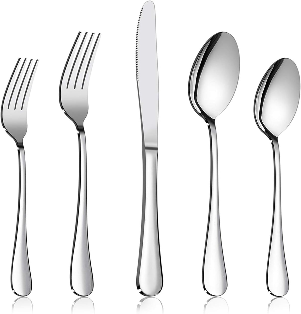 Silverware Set Service for 2, E-far 10-Piece Stainless Steel Flatware Set Cutlery Sets, Include Knife/Fork/Spoon, Simple & Classic Design, Easy Clean & Dishwasher Safe