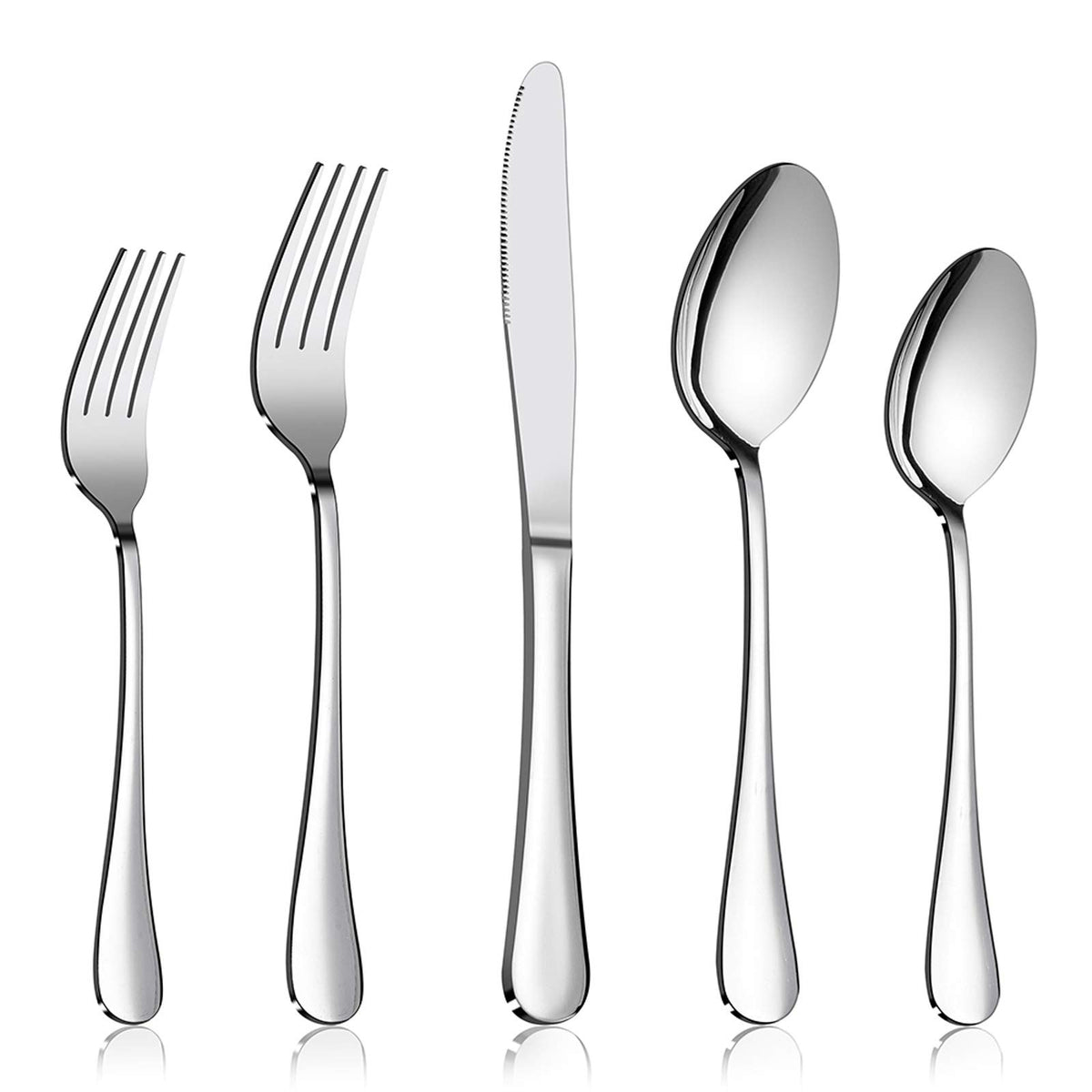 Silverware Set Service for 2, E-far 10-Piece Stainless Steel Flatware Set Cutlery Sets, Include Knife/Fork/Spoon, Simple & Classic Design, Easy Clean & Dishwasher Safe