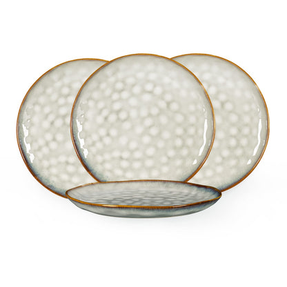 Henten Home Ceramic Dinner Plate Set, 11 Inch Porcelain Pizza, Pasta, Salad Plates, Irregular Shape Steak Plates Set of 4, Stoneware Serving Dishes for Kitchen (Green)