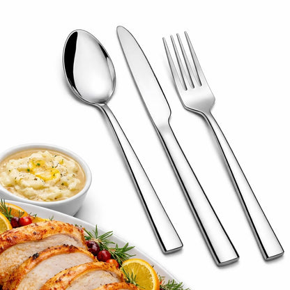 SANTUO 12 Piece Silverware Set with 6 Dinner Knives and 6 Dinner Forks,Flatware Set with Top Food Grade Stainless Steel,Tableware Cutlery Set For Home Restaurant Hotel, Mirror Finish, Dishwasher Safe