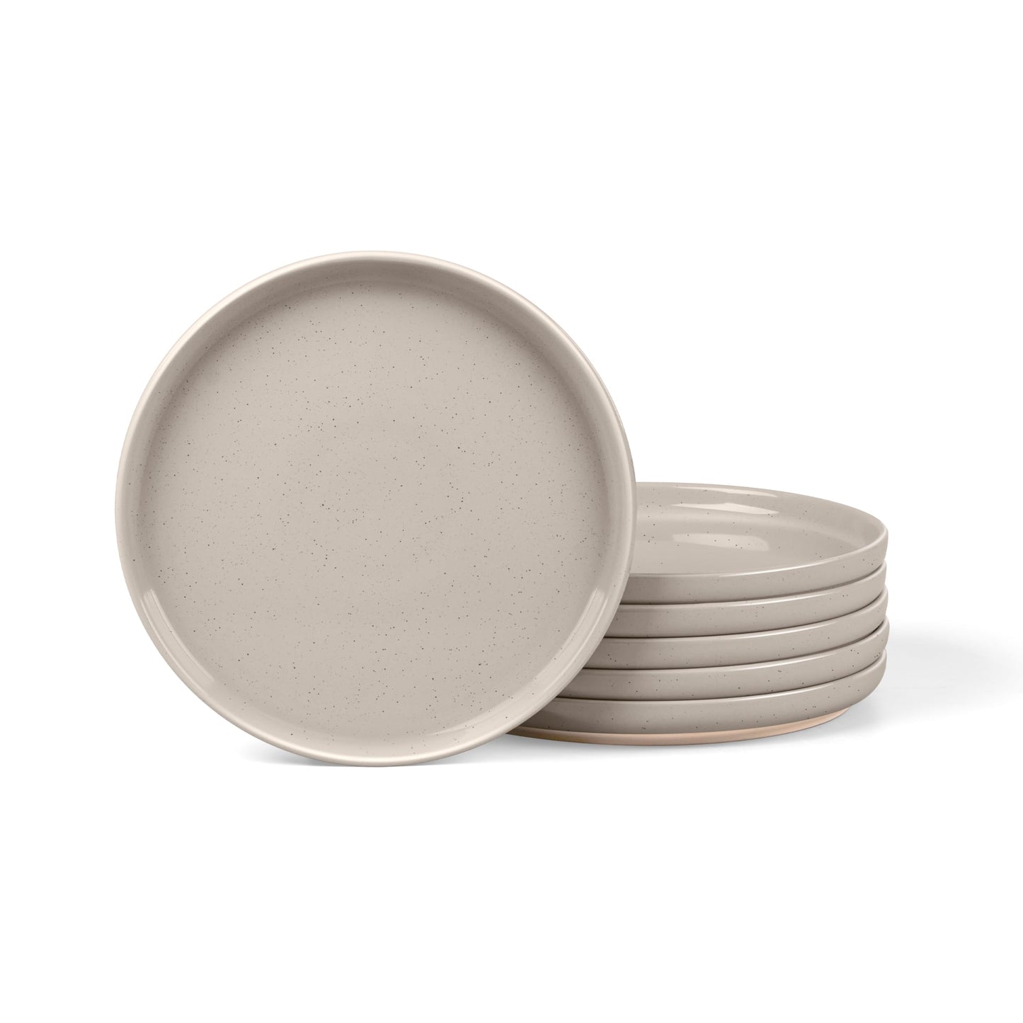 LIANYU Dinner Plates Set of 4, 10.5 Inch Stoneware Plate for Kitchen Dining, Large & Round Ceramic Salad Dishes Set, Microwave, Oven & Dishwasher Safe, Scratch Resistant, Stackable, Snowy White