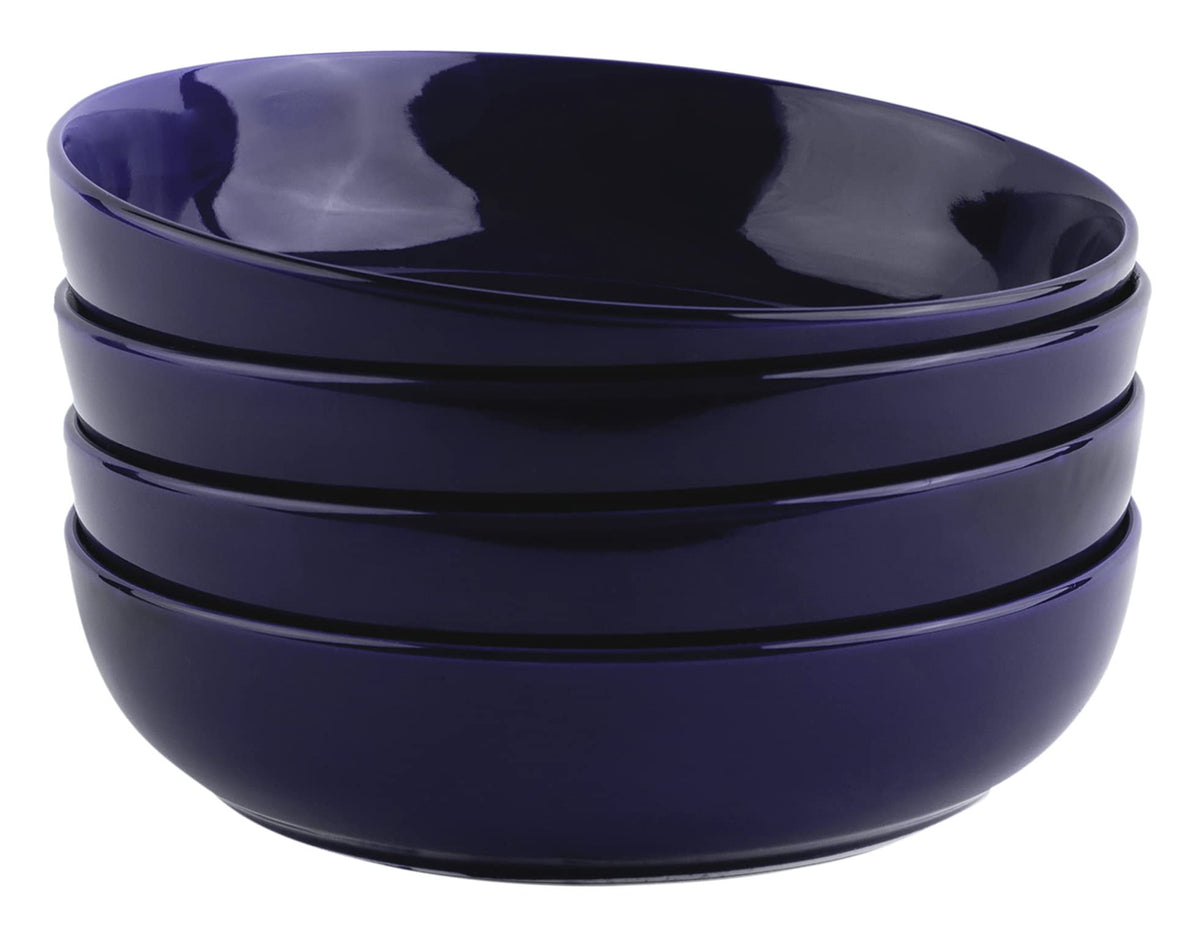 KooK Pasta Bowl, Salad Bowls, Bowls, Serving Bowls, Soup, Ceramic, Large Capacity, Microwave & Dishwasher Safe, Set of 4, 40 Oz, (White)