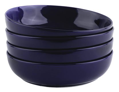 KooK Pasta Bowl, Salad Bowls, Bowls, Serving Bowls, Soup, Ceramic, Large Capacity, Microwave & Dishwasher Safe, Set of 4, 40 Oz, (White)