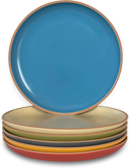 Mora Ceramic Artisan Matte Plates Set, 7.8 in - Set of 6 - The Dessert, Salad, Appetizer, Small Dinner etc Plate. Microwave, Oven, and Dishwasher Safe, Scratch Resistant. Kitchen Porcelain Dish