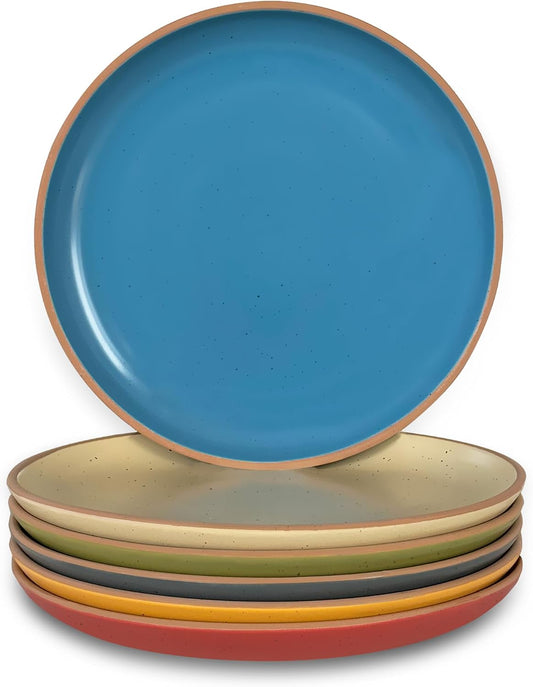 Mora Ceramic Artisan Matte Plates Set, 7.8 in - Set of 6 - The Dessert, Salad, Appetizer, Small Dinner etc Plate. Microwave, Oven, and Dishwasher Safe, Scratch Resistant. Kitchen Porcelain Dish