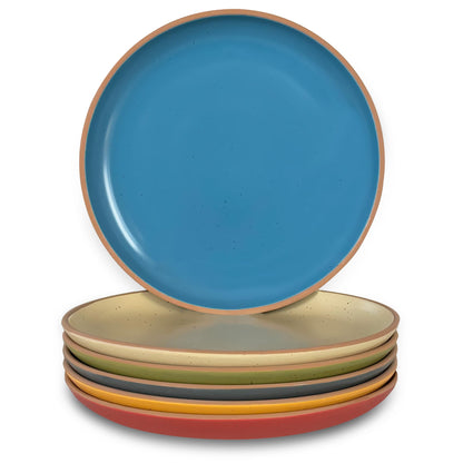 Mora Ceramic Artisan Matte Plates Set, 7.8 in - Set of 6 - The Dessert, Salad, Appetizer, Small Dinner etc Plate. Microwave, Oven, and Dishwasher Safe, Scratch Resistant. Kitchen Porcelain Dish