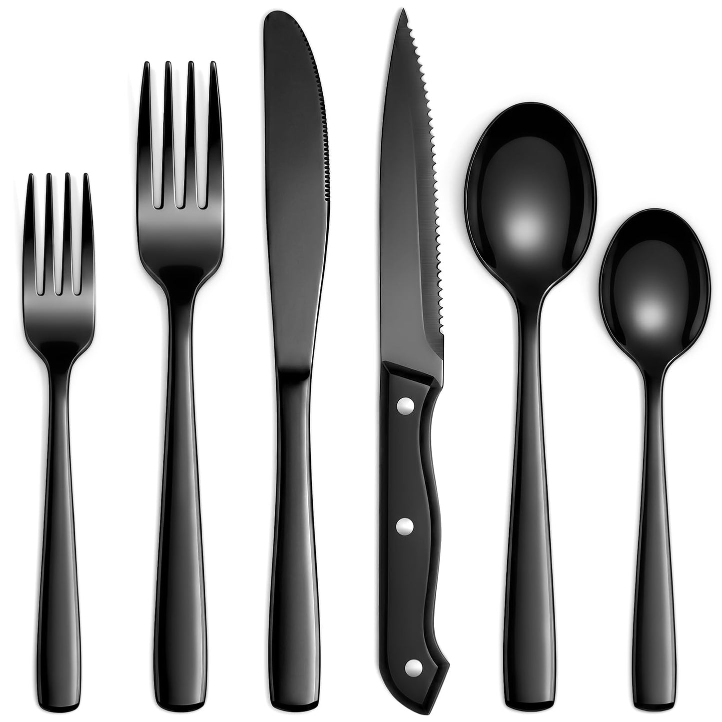 HIWARE 48-Piece Silverware Set with Steak Knives for 8, 18/8 Stainless Steel Flatware Cutlery Set For Home Kitchen Restaurant Hotel, Kitchen Utensils Set, Mirror Polished, Dishwasher Safe