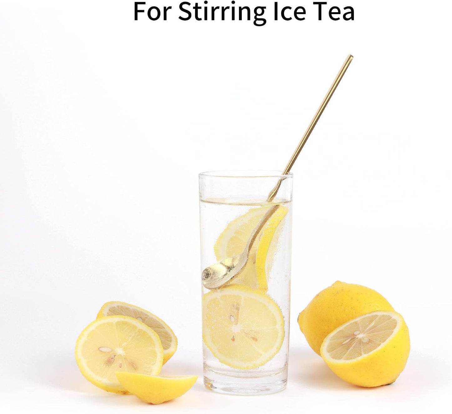 4 PCS 6.7 Inches Coffee Spoons, Stirring Spoons, Tea Spoons Long Handle, Teaspoons, Gold Spoons, Ice Tea Spoons, Long Spoons for Stirring, Espresso Spoons Stainless Steel