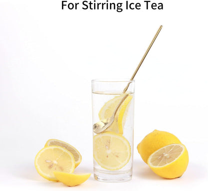 4 PCS 6.7 Inches Coffee Spoons, Stirring Spoons, Tea Spoons Long Handle, Teaspoons, Gold Spoons, Ice Tea Spoons, Long Spoons for Stirring, Espresso Spoons Stainless Steel