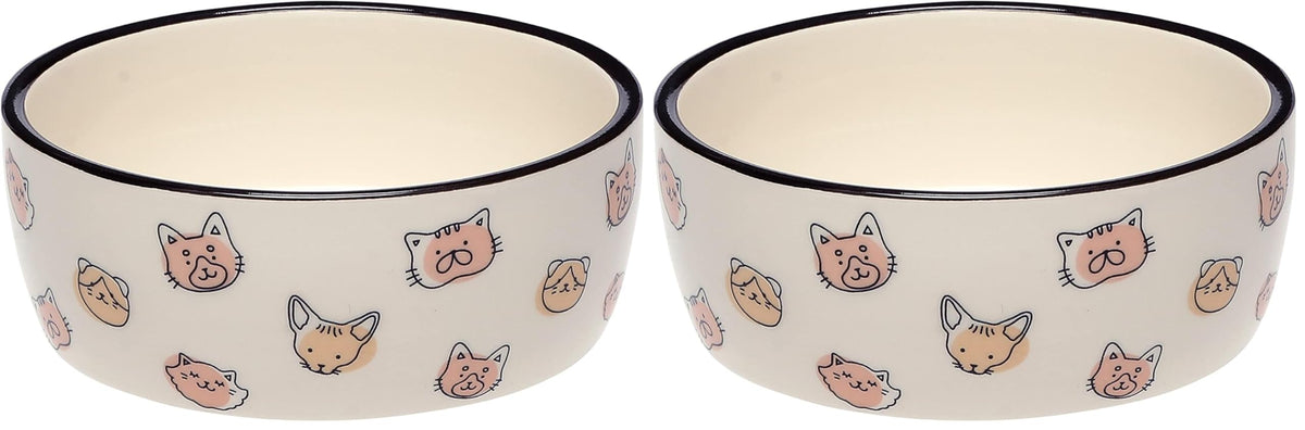 Pearhead Ceramic Cat Bowl, Holds 12 oz, Blue Dots | Whisker-Friendly Pet Dish for Food and Water, Ceramic Pet Bowl, Dog or Cat Feeding, Modern Pet Home Decor, Pet Parent Gift