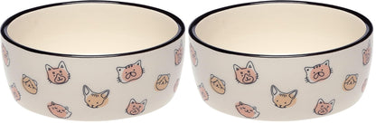 Pearhead Ceramic Cat Bowl, Holds 12 oz, Blue Dots | Whisker-Friendly Pet Dish for Food and Water, Ceramic Pet Bowl, Dog or Cat Feeding, Modern Pet Home Decor, Pet Parent Gift