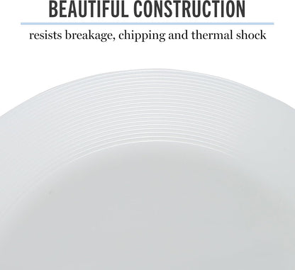 Martha Stewart Opalton Dinner Plates 6-Piece 10-Inch Plate Set – Chip and Break Resistant Opal Glass Plates - White