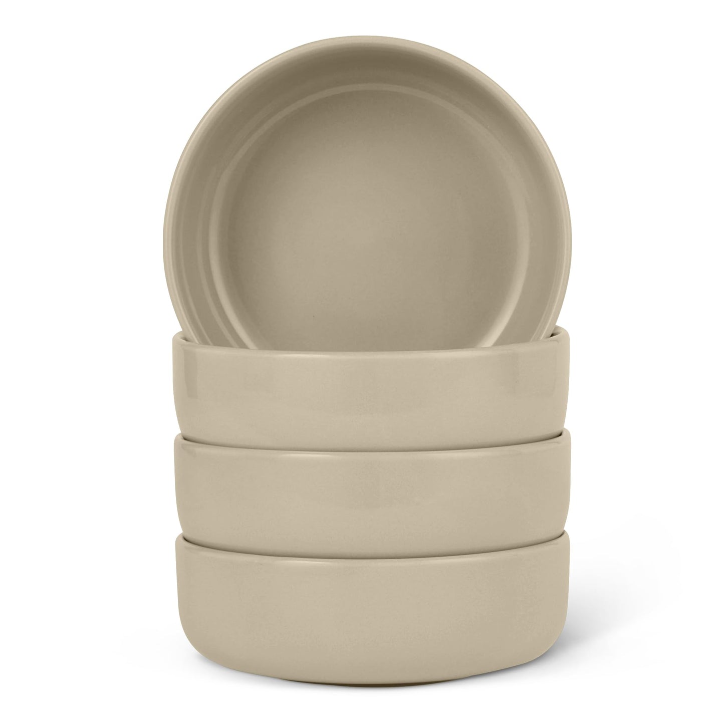 Amazon Basics Glazed Stoneware Dinner Plates, Ceramic 4-Piece Set, Microwave, Dishwasher and Freezer-Safe, 10.5 in., Olive