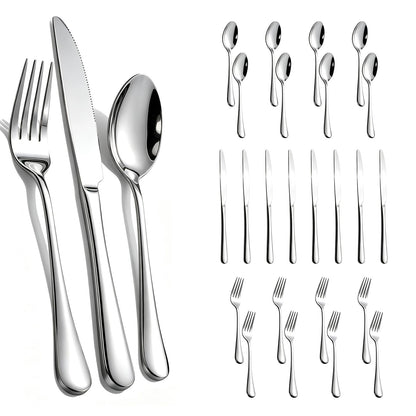 60-Piece Silverware Set for 20 - Stainless Steel Flatware Cutlery Set, Mirror Polished Flatware Set Include Forks Spoons Knives for Home Wedding Restaurant, Dishwasher Safe, Silver, 60 PCS