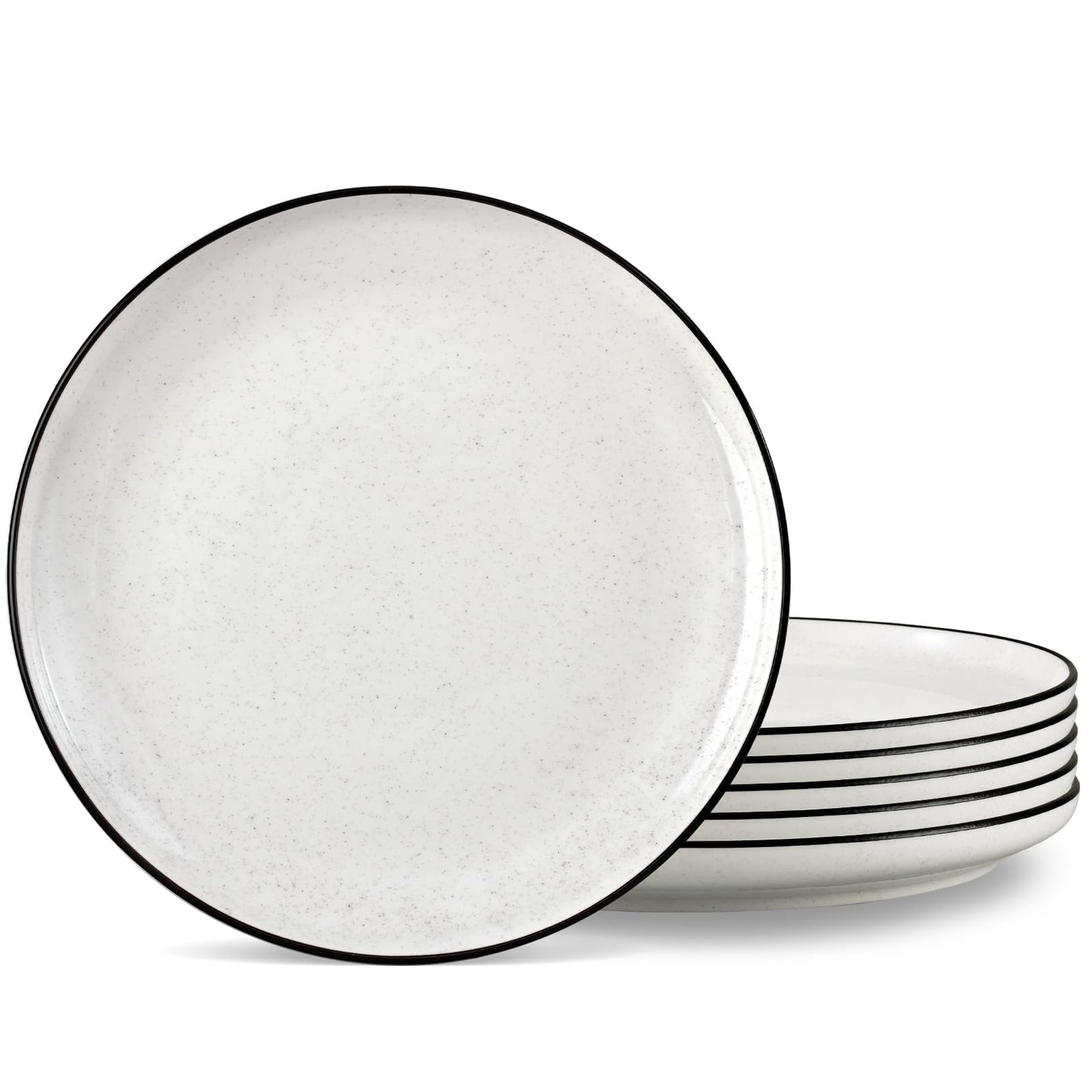 Ceramic White Dinner Plates Set of 6, 10.5 Inch Plates for Kitchen, Microwave Oven and Dishwasher Safe, Modern Dishes Set for Pasta,Steak, Dessert, Salad